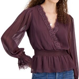 Purple Lace Trim Blouse By Selfie